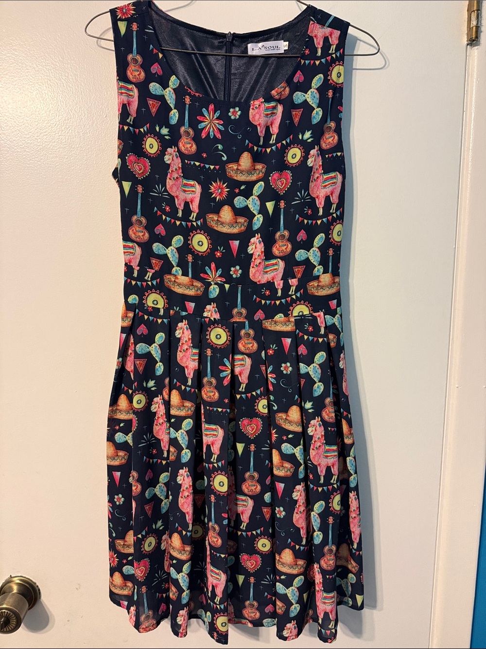 L.A. Soul Llama fiesta sleeveless midi dress